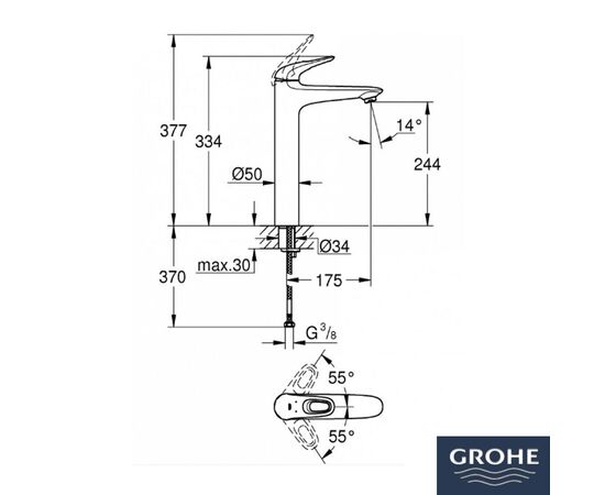 смеситель для раковины корпус высокий grohe eurostyle new 23570ls3 в Актау фото № 2