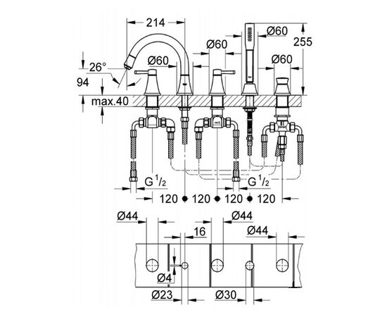 Grohe 19919ig0 grandera смеситель для ванны/душа, двухзахватный в Актау фото № 2