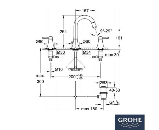 смеситель для раковины grohe grandera 20389ig0 на 3 отверстия в Актау фото № 2