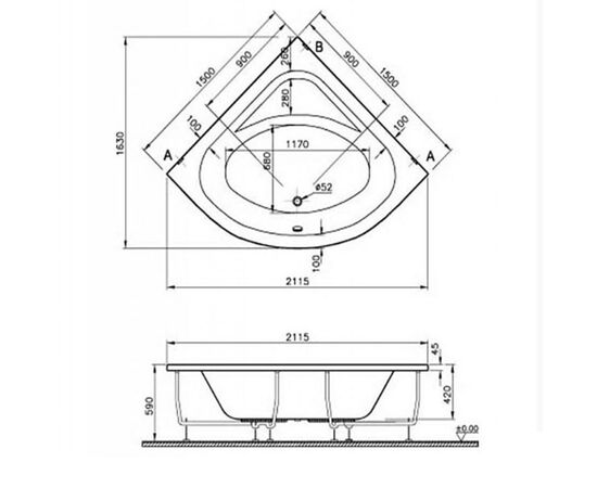 Ванна акриловая vitra 150x150 thera 50950001000 в Актау фото № 2