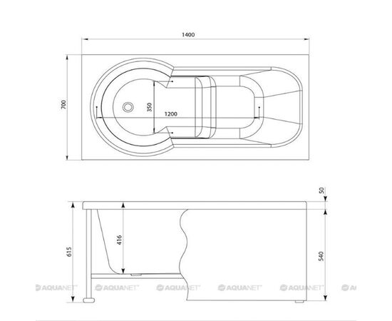 Ванна сидячая aquanet 140x70 largo с каркасом в Актау фото № 2