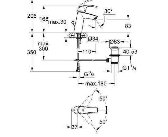 смеситель для раковины grohe eurosmart new 23322001 стандартный в Актау фото № 3