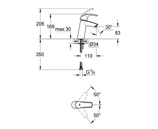 23324001 grohe eurosmart смеситель однорычажный для раковины dn 15, m-size в Актау фото № 3