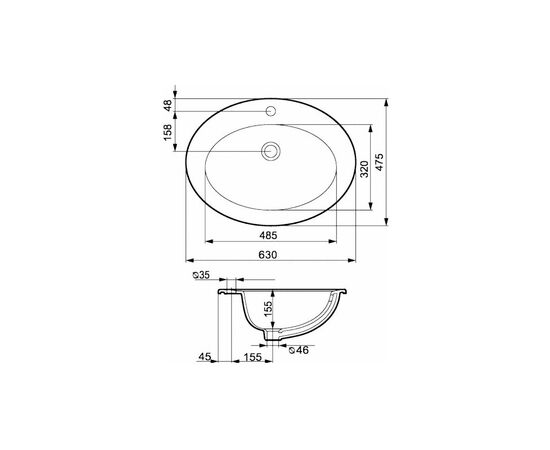 раковина встраиваемая cersanit gamma p-um-ga/1 63х47.5 см в Актау фото № 3