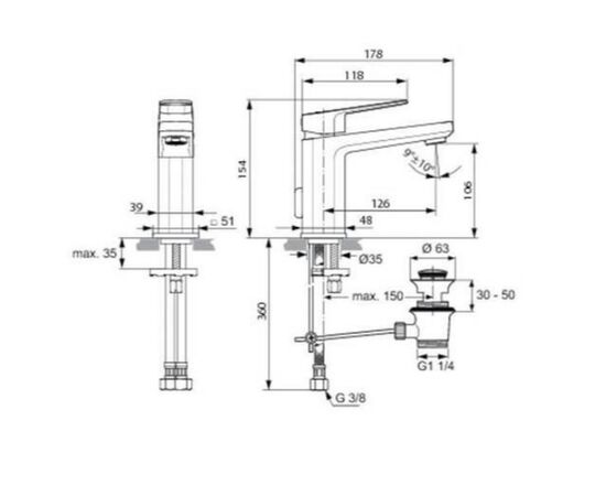 смеситель для раковины ideal standard tonic ii a6326aa в Актау фото № 2
