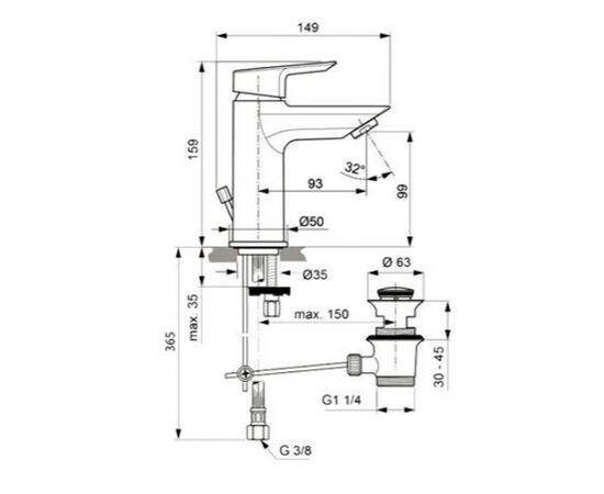 смеситель для раковины ideal standard tesi a6557aa в Актау фото № 2