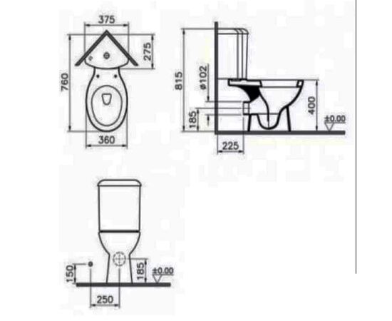 унитаз напольный угловой arkitekt vitra 9754b003-7201 с микролифтом в Актау фото № 3