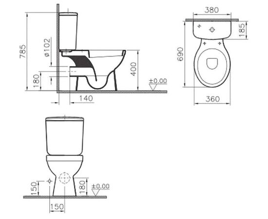 унитаз напольный с бачком vitra normus 9705b003-7200 c микролифтом в Актау фото № 3