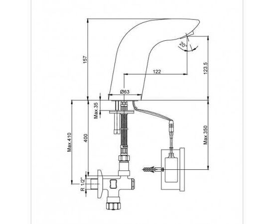 сенсорный смеситель eca auto/photocell 102 108 234 для раковины в Актау фото № 2
