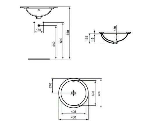 раковина под столешницу ideal standard connect e505401 48х48 см встраиваемая в Актау фото № 3