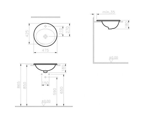 раковина на столешницу vita s20 5467b003-0001 47.5х42.5 см в Актау фото № 3