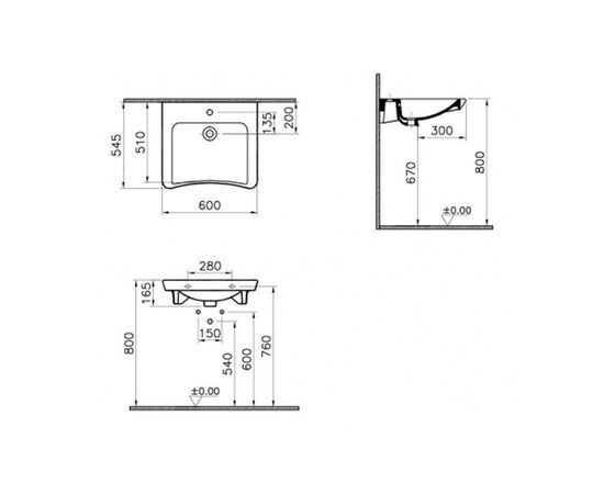 раковина подвесная vitra conforma 5289b003-0001 60 см в Актау фото № 2