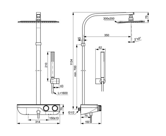 Душевая система ideal standard ceratherm s200 a7332aa с термостатом в Актау фото № 6