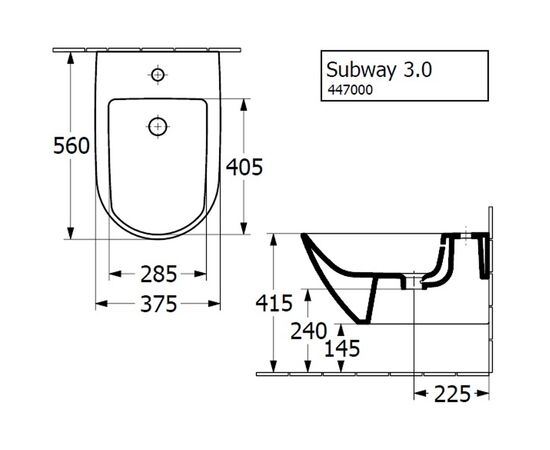 Биде подвесное villeroy & boch subway 3.0 447000r1 ceramicplus в Актау фото № 2