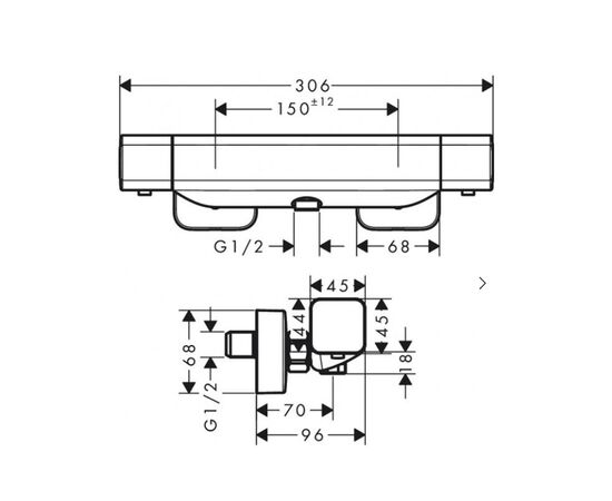 смеситель для душа hansgrohe ecostat e 15773000 с термостатом в Актау фото № 4