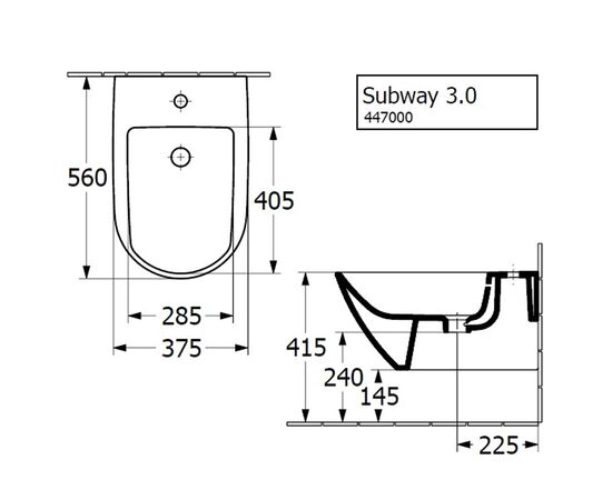 Биде подвесное villeroy & boch subway 3.0 44700001 в Актау фото № 2