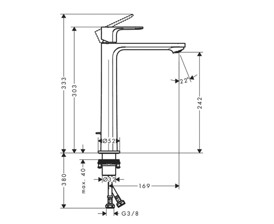 смеситель для раковины hansgrohe rebris s 72580000 высокий в Актау фото № 2