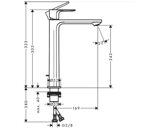 смеситель для раковины hansgrohe rebris e 72581000 высокий в Актау фото № 2