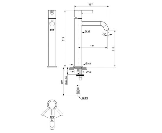 смеситель для раковины ideal standard joy bc854aa высокий в Актау фото № 3