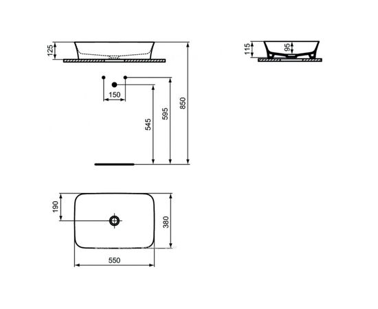 раковина накладная ideal standard ipalyss e207601 55x38 в Актау фото № 5