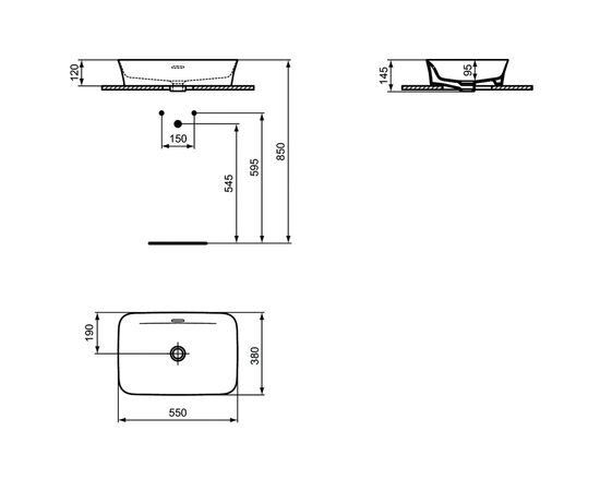 раковина накладная ideal standard ipalyss e207801 55x38 в Актау фото № 4