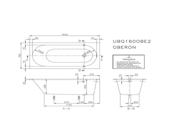 Ванна villeroy & boch oberon ubq160obe2v-01 160x75  кварил в Актау фото № 2