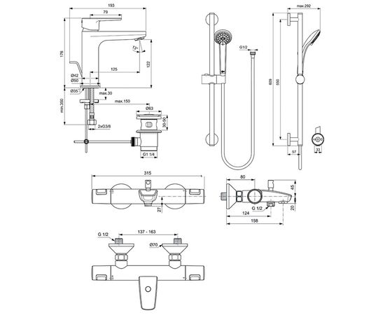 Набор смесителей 3в1 ideal standard ceratherm t25 bc984aa в Актау фото № 3
