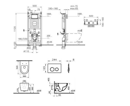 унитаз с инсталляцией 4в1 vitra sento 7748b003-0075 v12 740-0480 slim lift в Актау фото № 2