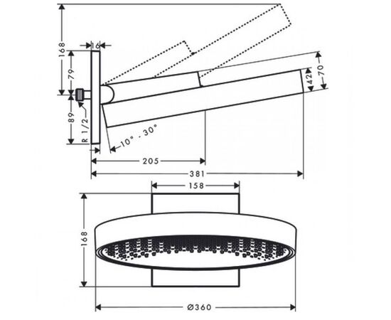 Верхний душ hansgrohe rainfinity 360 26230670 1jet матовый черный в Актау фото № 2