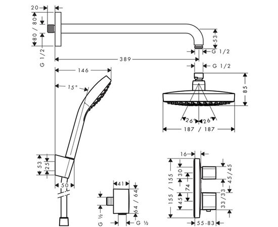 Душевая система hansgrohe croma select e 27294000 термостат в Актау фото № 2
