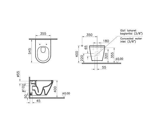 унитаз подвесной vitra integra 7041b083-0075 безободковый в Актау фото № 2