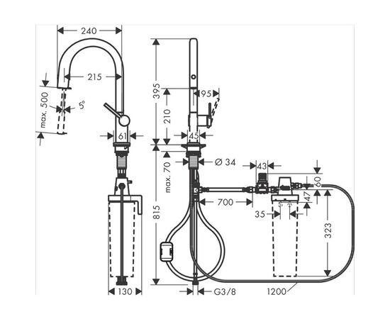 смеситель для кухни hansgrohe aquiturra m91 76803000 хром в Актау фото № 2