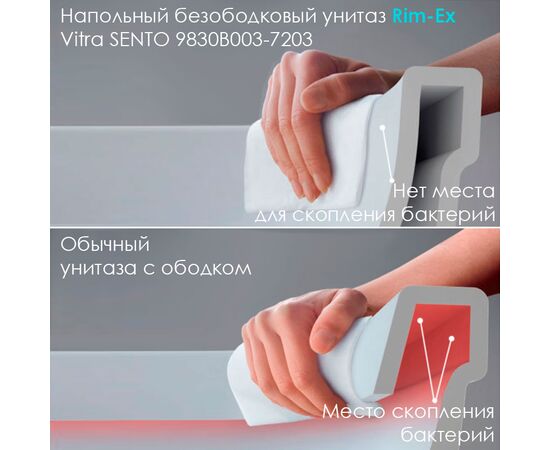 унитаз напольный vitra sento 9830b003-7203 rim-ex с микролифтом в Актау фото № 3