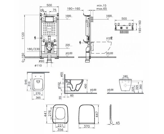 унитаз с инсталляцией 4в1 vitra integra square 9856b003-7206, безободковый в Актау фото № 2