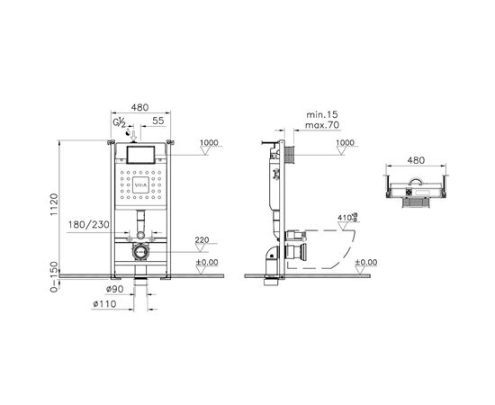 унитаз с инсталляцией vitra zentrum round 9879b003-7200 безободковый в Актау фото № 2