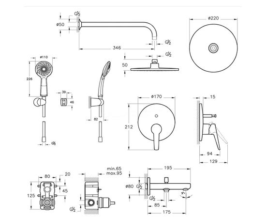 Душевая система 4в1 vitra solid s a49287exp встраиваемая в Актау фото № 3