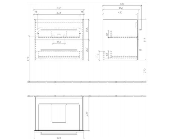 тумба с раковиной 65см villeroy&boch avento a89000b4+41586501 в Актау фото № 3