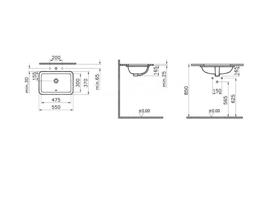 раковина под столешницу vitra s20 7475b003-0618 55x37 см в Актау фото № 5