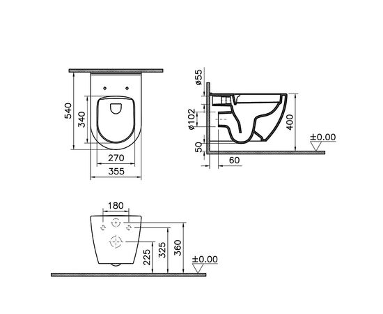 унитаз с инсталляцией vitra mia round smoothflush 9873b003-7201 безободковый в Актау фото № 2