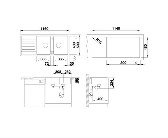 Кухонная мойка blanco legra 8s 523163 в Актау фото № 3