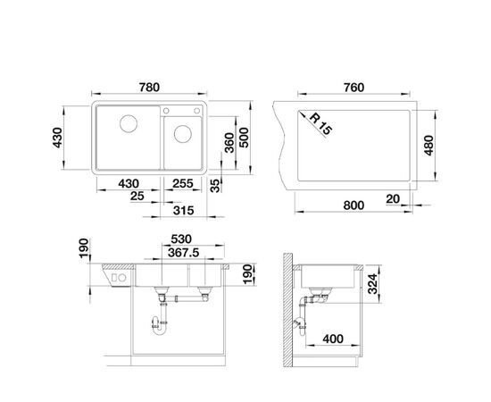 Кухонная мойка blanco legra 8 526223 в Актау фото № 3