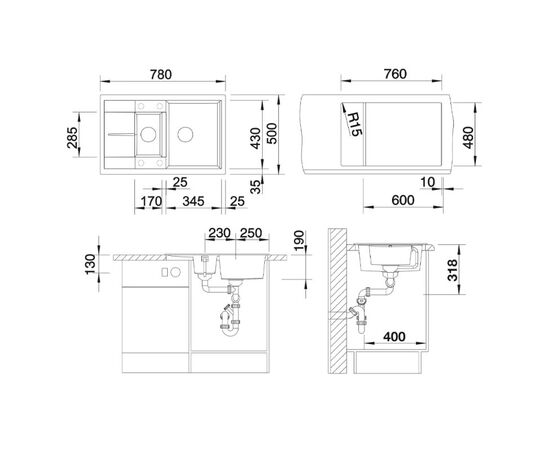 Кухонная мойка blanco metra 6 s compact 513473 в Актау фото № 3