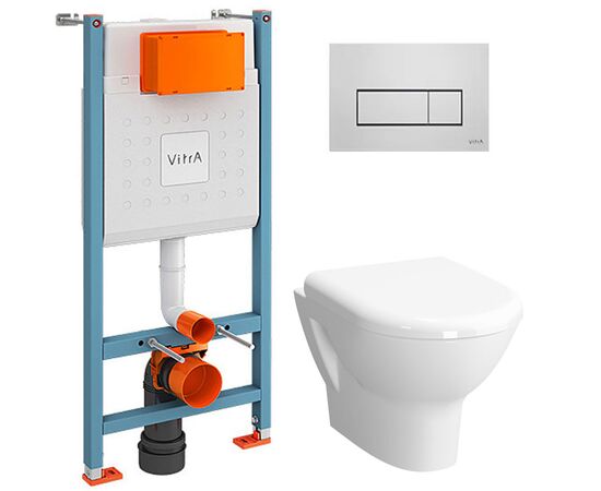 унитаз с инсталляцией 4в1 vitra v-fix core 800-1875, vitra zentrum 5795b003-0850 функция биде, клавиша root r хром в Актау фото № 1