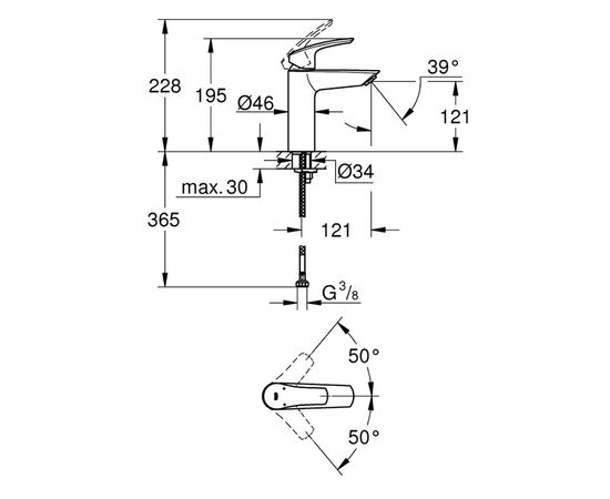 смеситель для раковины grohe eurosmart 23324003, хром в Актау фото № 2