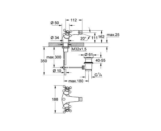 смеситель для биде grohe sinfonia 24003ig0, золото/хром в Актау фото № 2