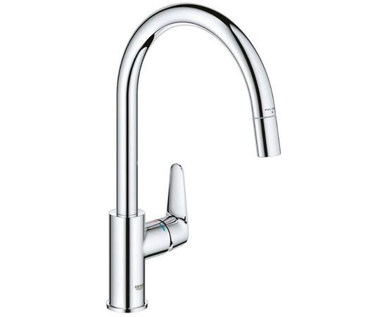смеситель для кухни grohe baucurve 30547000, выдвижной излив, хром в Актау фото № 1