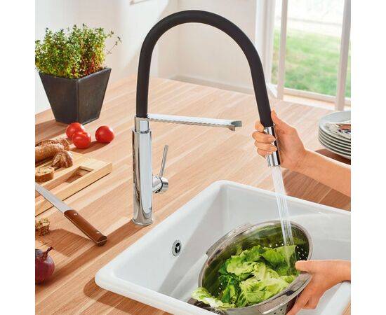 смеситель для кухни grohe concetto 31491000 с профессиональной лейкой, черный/хром в Актау фото № 2