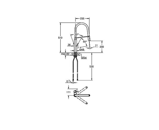смеситель для кухни grohe concetto 31491000 с профессиональной лейкой, черный/хром в Актау фото № 3