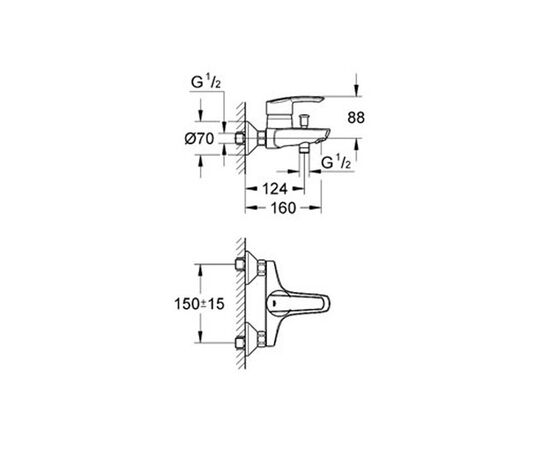 смеситель для ванны grohe start 32278000, хром в Актау фото № 2