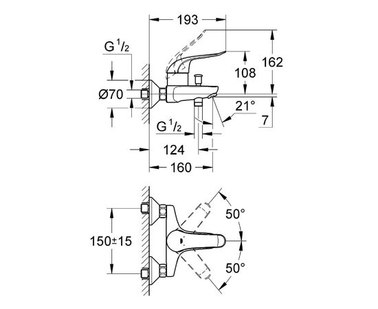 смеситель для ванны grohe euroeco special 32783000, хром в Актау фото № 2